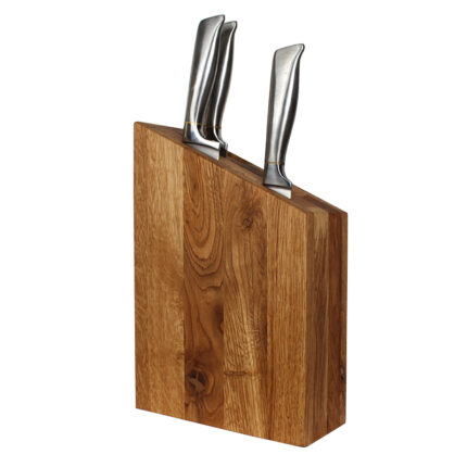 Oak knife block for organized knife storage