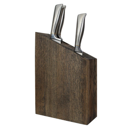 Oak knife block for organized knife storage